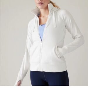 White Athleta Triumph Full Zip Up Hoodie size Large